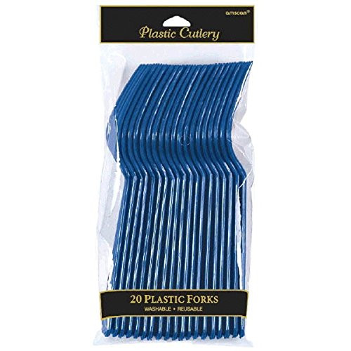 Amscan 4549.74 Premium Plastic disposable-forks 20 pieces Navy Flag Blue