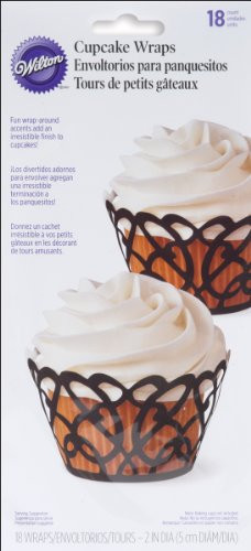 Wilton 415-0112 Wilton Swirl Cupcake Wraps, Black, 18-Pack