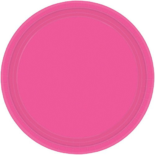 Bright Pink Round Paper Plates | 7" | Party Supply | 96 ct.