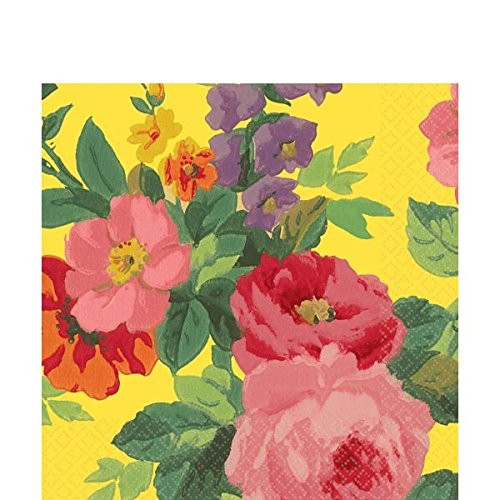 amscan Decorative Bright Roses Party Lunch Paper Napkins (16 Pack), 6.5 x 6.5, Multicolored