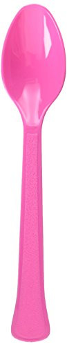 amscan Premium Heavy Weight Plastic Spoons | Bright Pink | Party Supply | 240 ct.