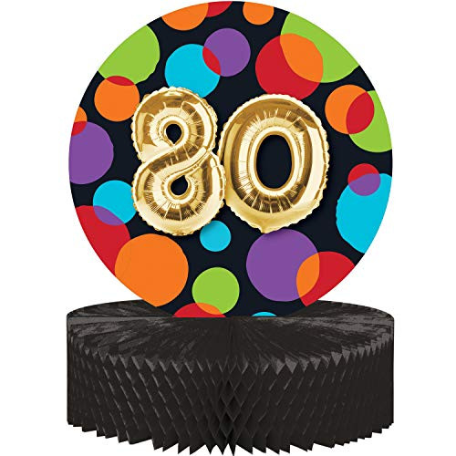 Creative Converting Balloon 80th Birthday Centerpiece, 12" x 9", Multi-colored