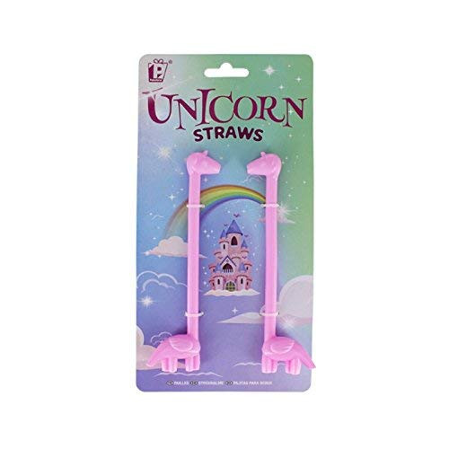 Paladone Unicorn Straws - Reusable Plastic Straws - Set of 2