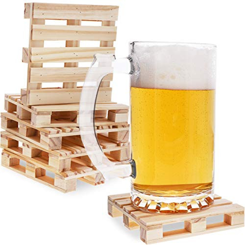Juvale 6-Pack Mini Wooden Pallet Beverage Coasters for Hot and Cold Drinks