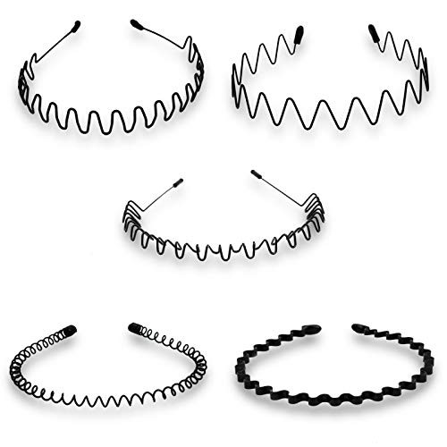 Timoo 5 PCS Metal Spring Wavy Hairband Hair Hoop, Simple Fashionable Headband Headwear Accessories for Men, Women, Black Timoo 5 PCS Metal Spring Wavy Hairband Hair Hoop, Simple Fashionable Headband Headwear Accessories for Men, Women, Black