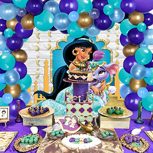 Aladdin Party Decorations Jasmine Aladdin Balloon Garland Hanging Garland for Princess Birthday Arabian Nights Party Supplies 92 Pack