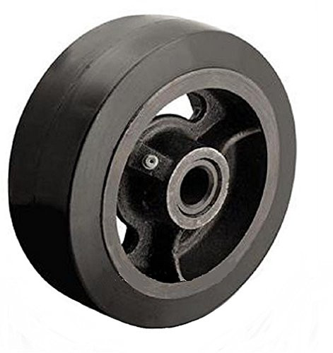 Albion IM0620019 6" Diameter Empire Flat Tread Rubber on Iron Wheel, 2" Tread Width, Plain Bore, 2-3/16" Hub Length, 1-3/16" Bore ID, 3/4" Bearing ID, 410 lb. Capacity