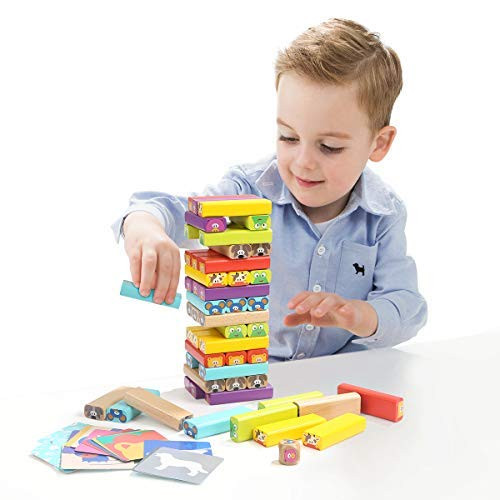 TOP BRIGHT Wooden Colored Stacking Board Games - Stem Toys for 4 5 6 Year Old Boys Girl Gifts - 51 Pieces TOP BRIGHT Wooden Colored Stacking Board Games - Stem Toys for 4 5 6 Year Old Boys Girl Gifts - 51 Pieces