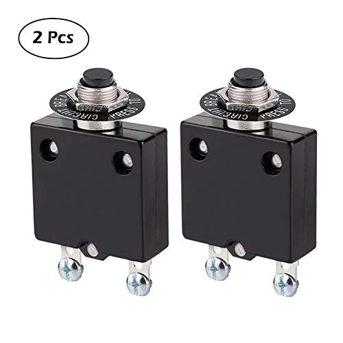 Ampper Push Button Thermal Circuit Breaker, 32V DC 125/250V AC 50/60Hz Push Reset Circuit Breaker with Quick Connect Terminals (30Amp, 2Pcs)