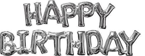 Amscan International 3609701 Happy Birthday Foil Balloon, Silver Amscan International 3609701 Happy Birthday Foil Balloon, Silver