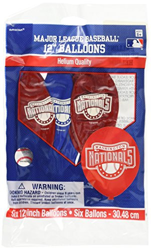 amscan Washington Nationals Major League Baseball Collection Printed Latex Balloons, Party Decoration, 72 Ct.