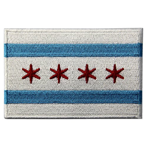 Chicago City Flag Embroidered Iron On Sew On Illinois Patch Chicago City Flag Embroidered Iron On Sew On Illinois Patch