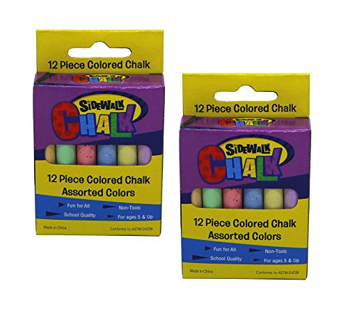Sidewalk Chalk 12 Assorted Color Chalks Per Box - 2 Boxes Per Order