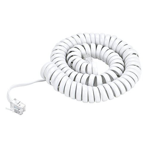 Saisn Telephone Handset Cord Modular Coiled Phone Curly Cable (6 Feet, White)