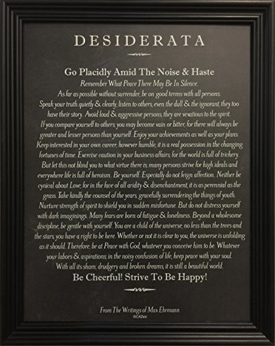 Wood Framed Desiderata Poem by Max Ehrmann Blackboard Chalk Art Design 10x12