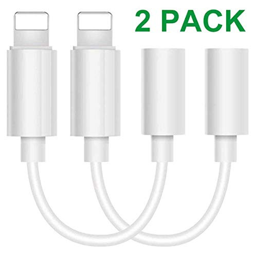 (2Pack) for iPhone Earphone Audio Aux Adapter Headphone Jack Converter for iPhone 11/7/7Plus/ 8/8Plus/X/10/XR/Xs Dongle Headphone Adapter for iPhone Connector Adapter to 3.5 mm