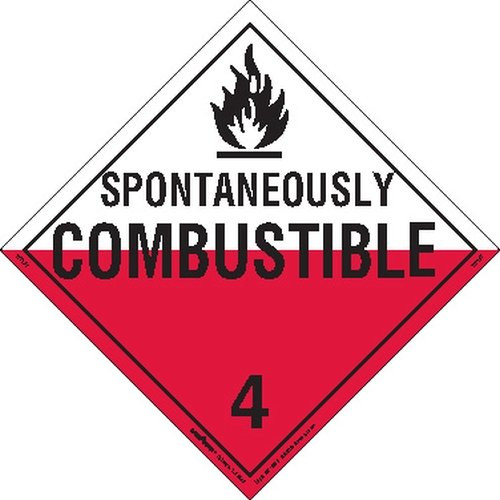 Labelmaster Z-PL21 Spontaneously Combustible Hazmat Placard, Worded, Tagboard (Pack of 25)
