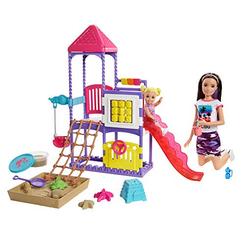 Barbie Skipper Babysitters Inc. Climb 'n Explore Playground Dolls & Playset with Babysitting Skipper Doll, Toddler Doll, Play Station, Moldable Sand & Accessories for Kids 3 to 7 Years Old