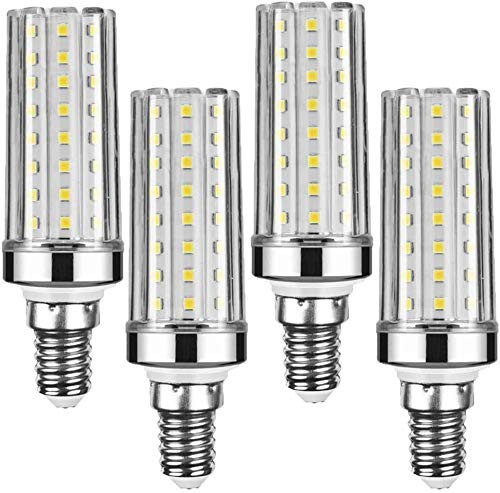 LXcom E12 20W LED Corn Light Bulb 4 Pack - 2835 SMD 88 LEDs 180 Watt Equivalent 6500K Daylight White Candelabra LED Bulb 2000LM E12 Base Decorative Bulb for Home Lighting,AC85-265V(Silver)