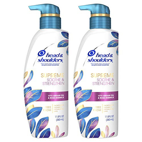 Head & Shoulders Supreme, Scalp Care and Dandruff Treatment Shampoo, with Argan Oil and Rose Essence, Soothe and Strengthen Hair and Scalp, 11.8 Fl Oz Twin Pack