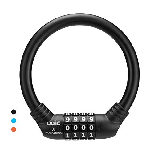 ROCKBROS ULAC Bike Lock Cable Lightweight Bike Locks with Combinations Small Bike Cable Lock Anti-Theft Bike Wheel Lock 12MM Black