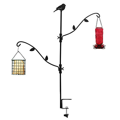 Urban Deco Deck Bird Feeder Pole Bird Feeder Porch Multi-Hook Bird Feeder Hooks for Deck Kit with Two Adjustable Branches