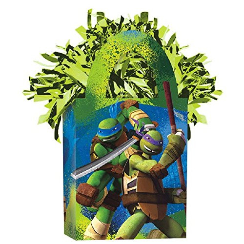 Amscan Boys Teenage Mutant Ninja Turtles Mini Tote Party Balloon Weight, 5.7 oz, Green/Blue