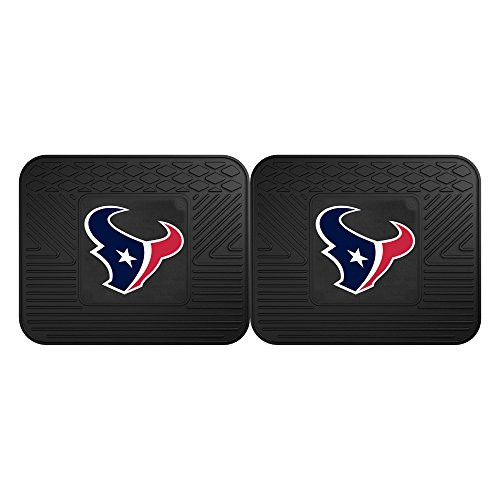 Fanmats 12363 NFL Houston Texans Rear Second Row Vinyl Heavy Duty Utility Mat, (Pack of 2),Black,14"x17"