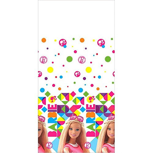 Barbi Sparkle Plastic Table Cover Birthday Party Tableware Decoration (1 Piece), Multi Color, 54" x 96".
