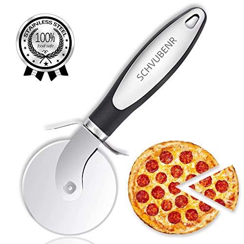 SCHVUBENR Pizza Cutter Wheel - Stainless Steel Pizza Cutter - Sharp Pizza Slicer - Pizza Wheel - Pizza Wheel Cutter - Kitchen Tools - Handles Large and Small Pizza with Ease - Corte De Pizza(Black)