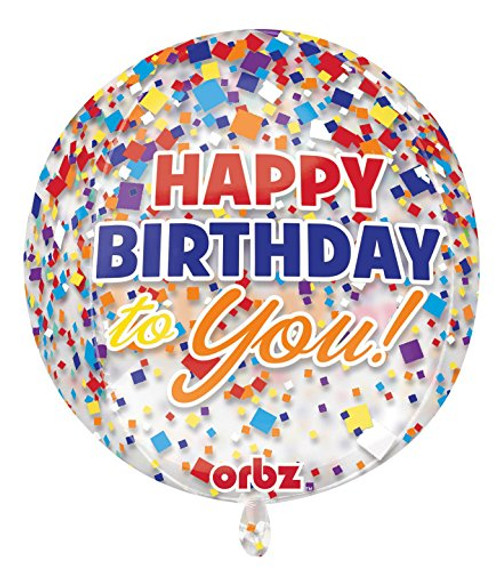 Anagram International Happy Birthday Clear Confetti Orbz Balloon Pack, 16", Multicolor Anagram International Happy Birthday Clear Confetti Orbz Balloon Pack, 16", Multicolor