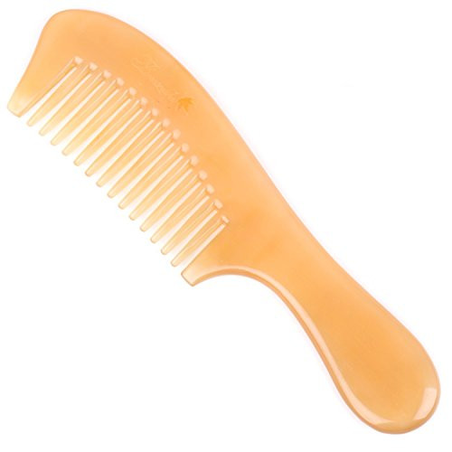 Breezelike Natural Sheep Horn Comb - No Static Handmade Wide Tooth Hair Comb - Professional Detangling Massage Comb with Gift Box