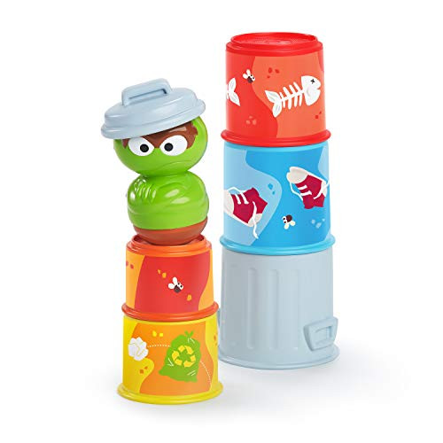 Bright Starts Sesame Street Oscar the Grouchs Stacking Cans Stackable Cups, Ages 3-12 months