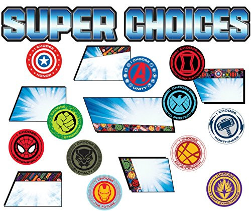 Eureka Back to School Marvel Superhero Adventure 'Super Choices' Mini Bulletin Board and Classroom Decorations, 35pc, 6'' W x 21'' L