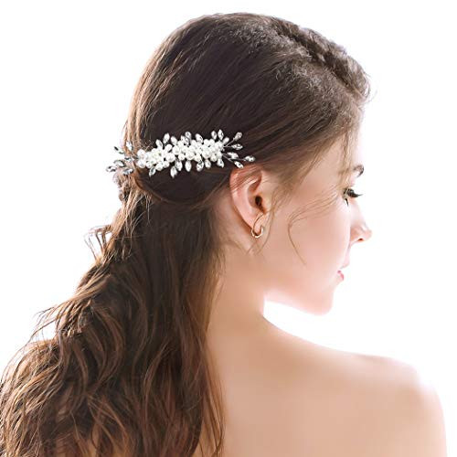 Brishow Brishow Wedding Hair Comb Crystal Pearl Bridal Hair Pieces Rhinestone Hair Accessories for Women and Girls