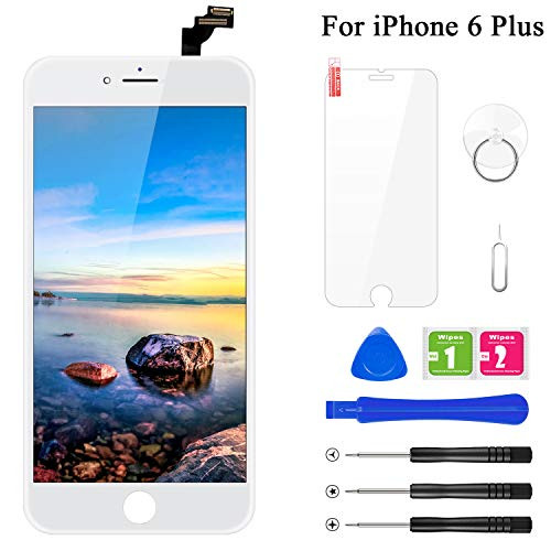 BuTure for iPhone 6 Plus Screen Replacement 5.5 LCD Digitizer Touch Screen Assembly with 3D Touch, Repair Tools Kits and Screen Protector (White)