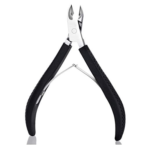 Cuticle Cutter Cuticle Nippers - BUVE Non-slip Cuticle Trimmer Clipper Professional Stainless Steel Cuticle Remover Scissors Pedicure Manicure Tools for Fingernails Toenails (Cuticle nipper, black)