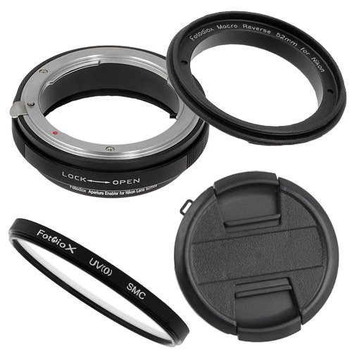 Fotodiox RB2A 52mm Macro Reverse Ring Kit with G and DX Type Lens Aperture Control, 52mm Lens Cap and 52mm UV Protector fits Nikon D1, D1H, D1X, D2H, D2X, D2Hs, D2Xs, D3, D3X, D3s, D4, D100, D200, D300, D300S, D700, D800, D800E, D40, D50, D60, D70, D