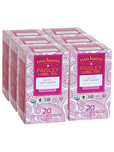 Paisley Label Tea by Two Leaves and a Bud Organic Tart Berry Herbal Tea, 20 Count (Pack of 6)