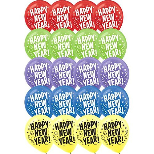 Amscan New Year Multicolored Latex Balloons, 15 Ct. | Party Accessory