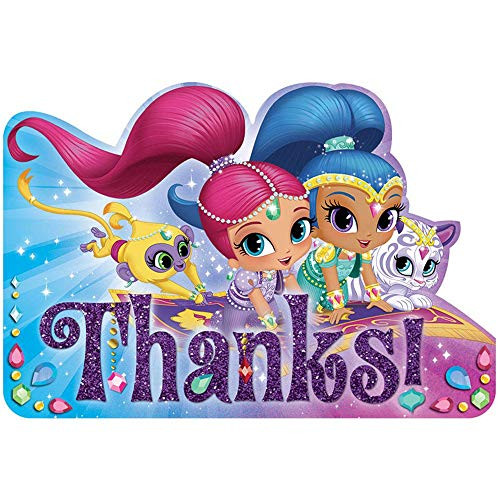 Amscan Postcard Thank You Cards, Shimmer & Shine Collection, Party Accessory One Size, Multicolor