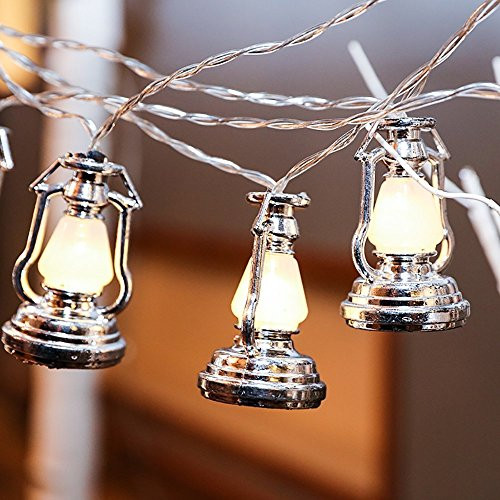 Christmas Festival CF18350 20 LED Lantern String Light, Battery Operated (Silver), 6 x 6 x 6 inches