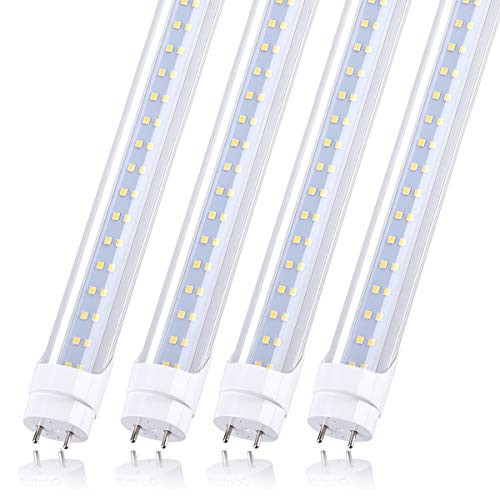 28w Led Tube Light Bulb 4ft, 3360 Lumens, Cold White 6000K, Ballast Bypass Required, Bypass T8 T10 T12 Ballast 80W F48T8 Fluorescent Replacement Dual-End Powered Clear Cover AC 85-265V Pack of 4