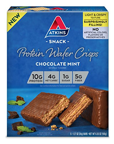 Atkins Protein Wafer Crisps, Chocolate Mint, 5 Count