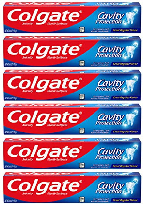 Colgate Cavity Protection Toothpaste with Fluoride - 6 Ounce (Pack of 6)