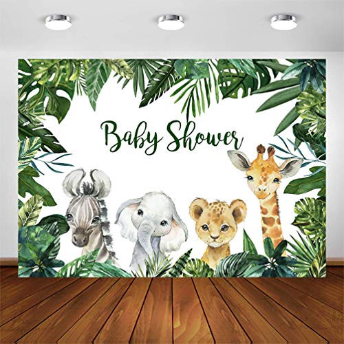 COMOPHOTO Jungle Safari Baby Shower Backdrop Animals Safari Theme Baby Shower Photography Background 7x5ft Vinyl Green Leaves Animals Decoration Backdrops for Baby Shower Banner COMOPHOTO Jungle Safari Baby Shower Backdrop Animals Safari Theme Baby Shower Photography Background 7x5ft Vinyl Green Leaves Animals Decoration Backdrops for Baby Shower Banner
