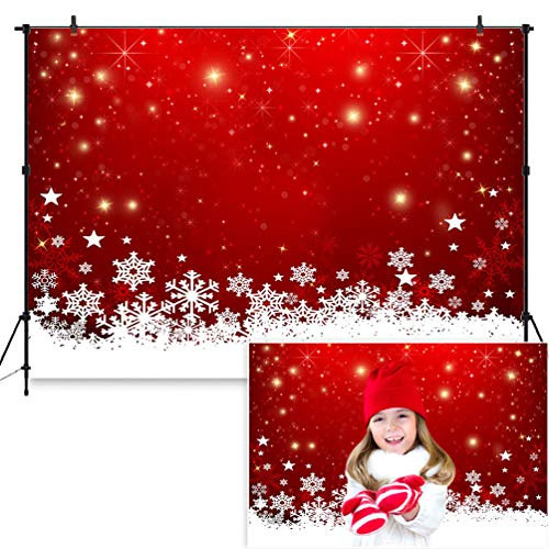 COMOPHOTO Red Christmas Bokeh Backdrops Snowflake Decoration Photo Booth Backdrop 7x5ft Winter Children Baby Portrait Background for Photographic Studio Props