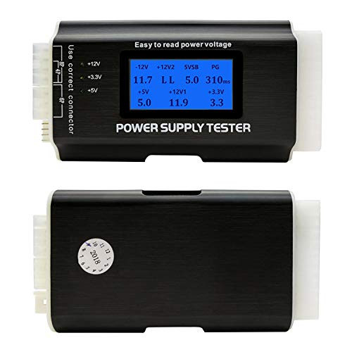 Computer PC Power Supply Tester, ATX/ITX/IDE/HDD/SATA/BYI Connectors Power Supply Tester, 1.8'' LCD Screen (Aluminum Alloy Enclosure)