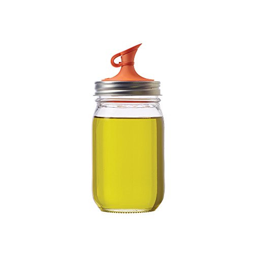 Jarware 82640 Oil Cruet Lid for Regular Mouth Mason Jars, Orange