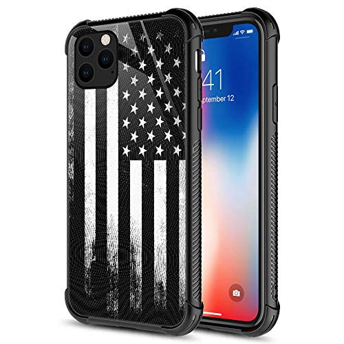 iPhone 11 Pro Max Case,Retro American Flag iPhone 11 Pro Max Cases for Men Boys,9H Tempered Glass Graphic Design Shockproof Anti-Scratch Tempered Glass Case for Apple iPhone 11 Pro Max Retro Flag